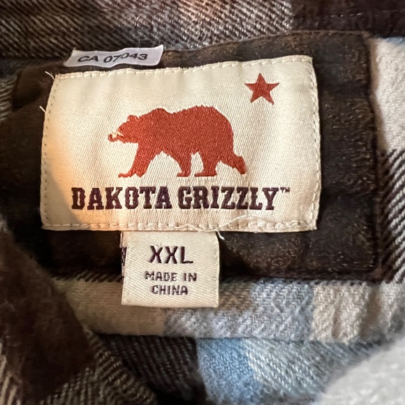 Dakota Grizzly Shirt Flannel Plaid Sz XXL Cowboy Western Brown Blue 100% CottonD - Picture 5 of 6